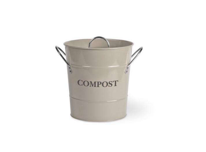 compost bin with nickel plated handles
