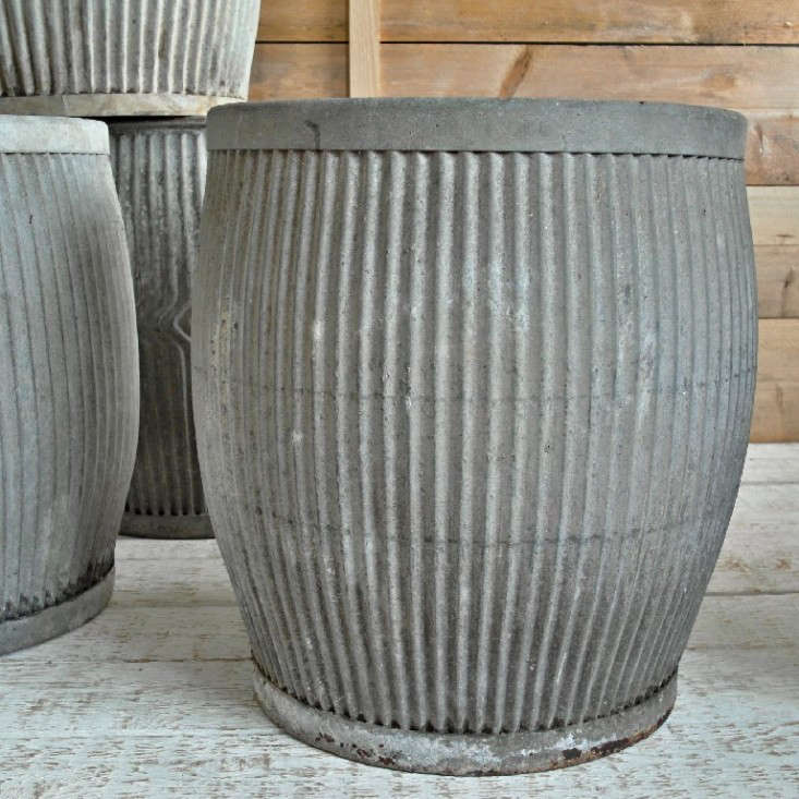 Two Fluted Zinc Planters - Tall