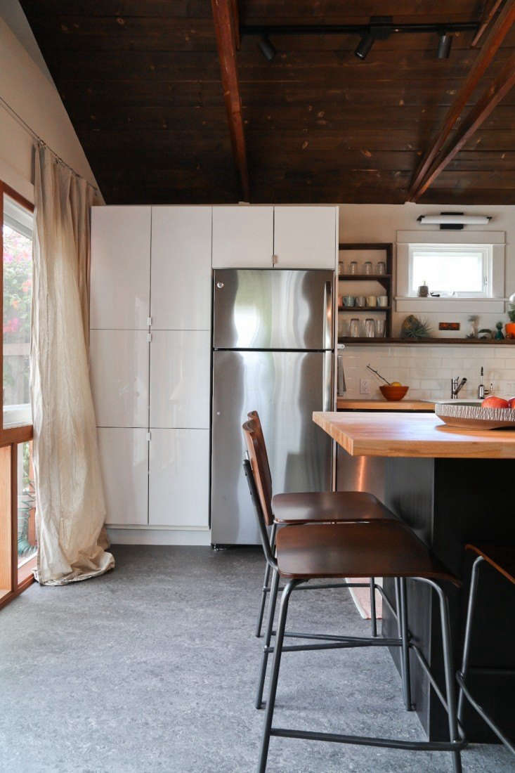 A Hollywood couple remodeled their 100-year-old garage to become a miniature house in full, complete with a living space, kitchen, bedroom, bath, and private patio. Read the whole story in Rehab Diary: From Garage to Tiny Cottage in LA, on a Budget. Photograph by Bethany Nauert.