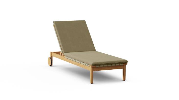 The Dunes Sun Lounger\2\16;s cushions are made of all-weather fabric and available in sand and rosemary (pictured); currently on sale for \$964.
