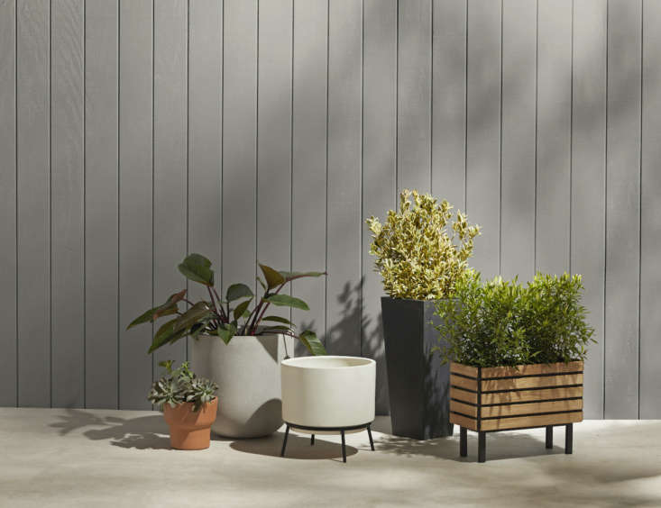 a cluster of rejuvenation’s planter offerings, from midcentury style to  11