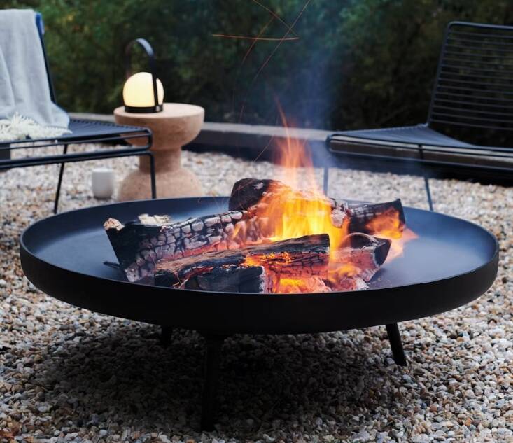 The Deco Fire Pit by Gloster has a diameter of 35 inches; it\2\17;s \$\2,\140 at DWR.