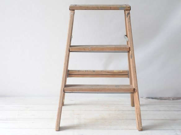 Folding Vintage Wood Step Ladder