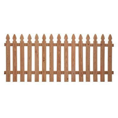 42 in. x 8 ft. Cedar 2-Rail French Gothic Spaced Picket Fence Panel