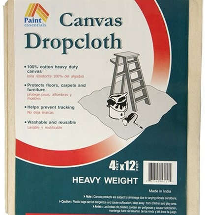 Paint Essentials 4-Feet x 12-Feet Canvas Drop Cloth HW412