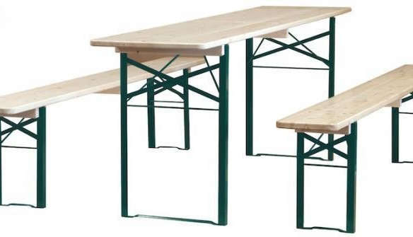 Biergarten Wood Table With Benches