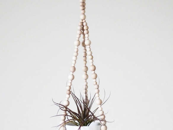 Small Beaded Hanging Planter with Cup