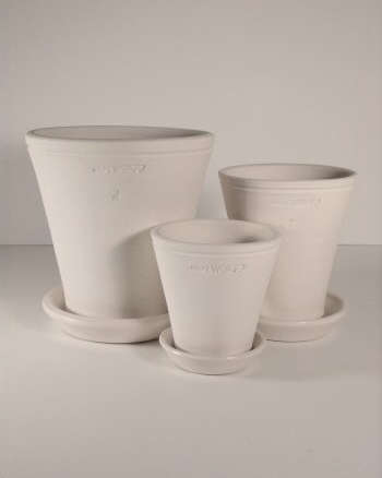 Ben Wolff Pottery -Three Flower Pots in White Clay
