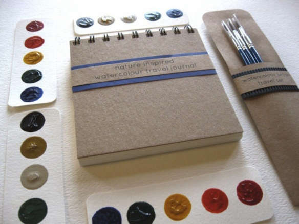 Original Design DIY Pocket Sized Watercolor Paint and Art Journal Travel Set