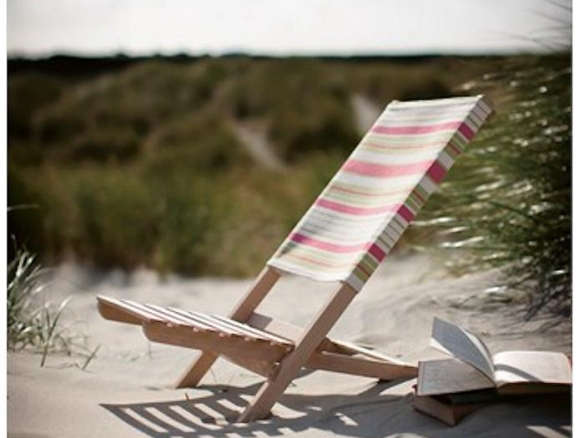 Beach Chair in Green and Coral Stripe
