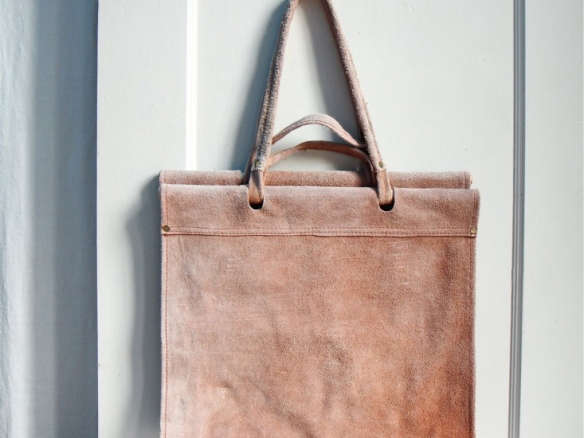 Vintage Suede Ombre Wood Carrier Tote
