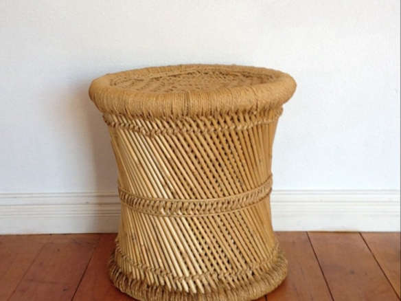Vintage Hand Woven Bamboo Stool