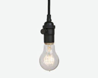 Matte Black Bare Bulb Pendant Light