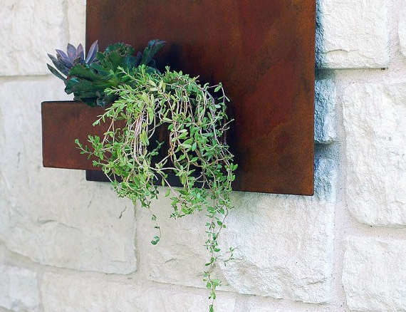 Succulent Hanging Planter with Rustic Patina