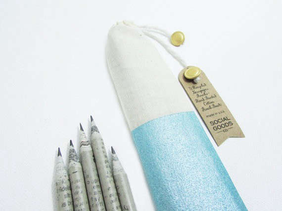 Blue Color Block Pencil Pouch