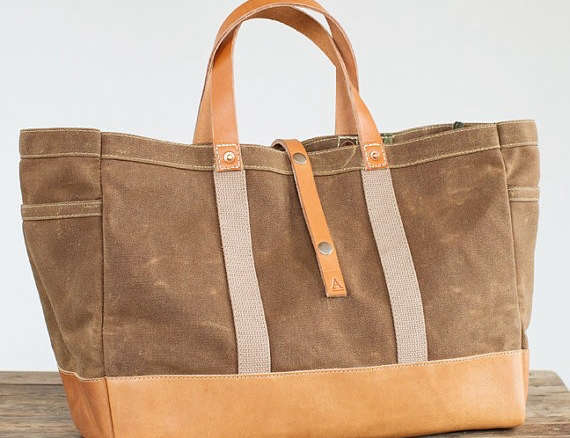 No. 175-L Garden/Tool Tote in Waxed Canvas & Horween Leather
