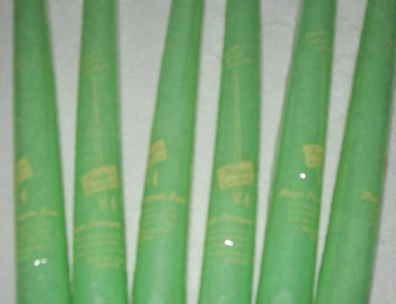 Green Taper Hand Dipped Candles