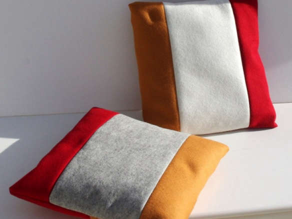 Red, White and Brown Felt Cushion Cover