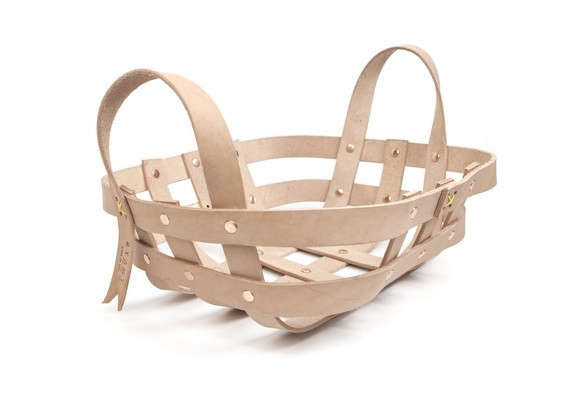 Leather Strap Small Basket