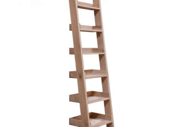 Talbot Raw Oak Wooden Ladder Shelf, Step Ladder Display Shelves