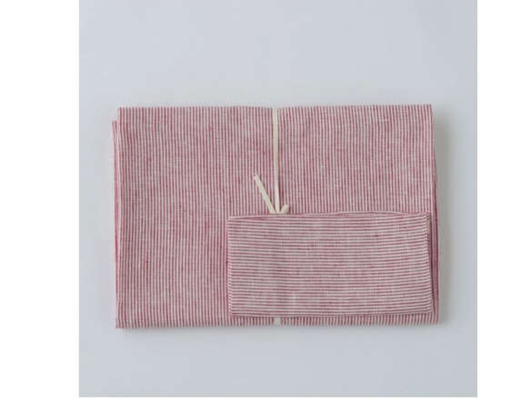 Square Cocktail Napkin: Red Chambray