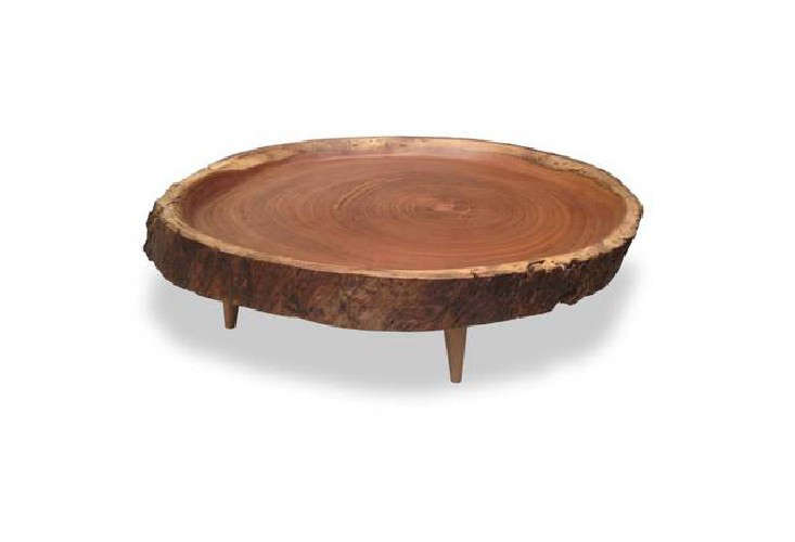 Victoria Round Wood Slab Coffee Table, Round Wood Slice Coffee Table