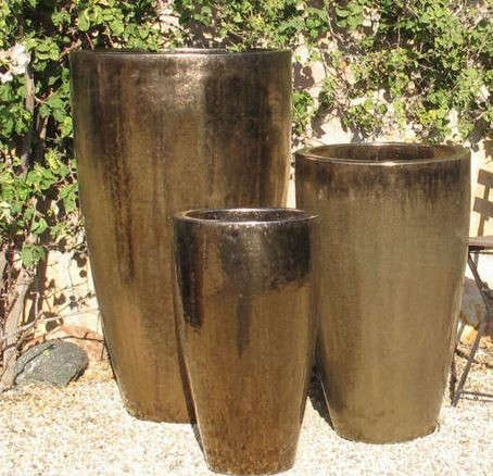 Tall Cone Planters – Metallic Gold