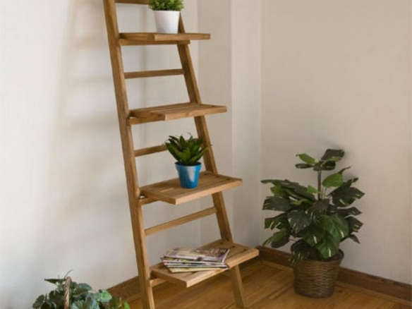 Teak Leaning Plant Stand