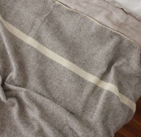 Wool Blanket – Dark Natural with Natural Stripe