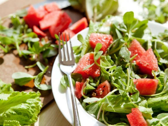 Dining on Succulents: Purslane Salad with Watermelon