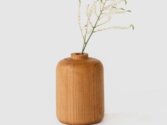Straight Cherry Wood Vase