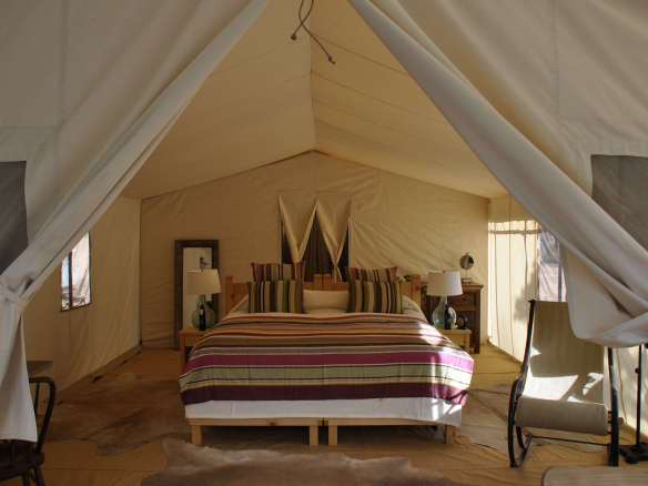 Safari-Style Camping in Colorado, Glam Bedding Included