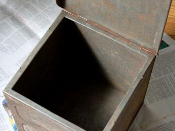Antique Metal Bin Storage Box