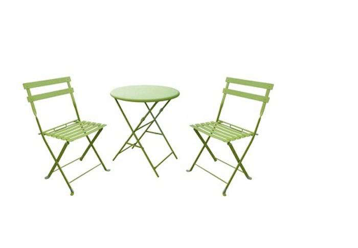 3 Piece Folding Metal Patio Bistro, Metal Patio Table And Chair Sets