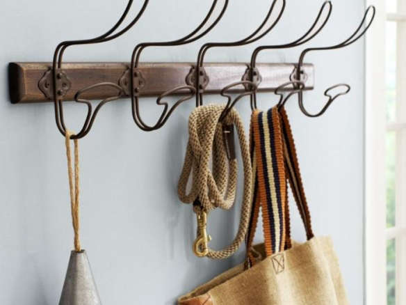 Wire & Wood Row of Hooks
