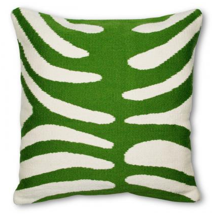 Green And Natural Zebra Pillow