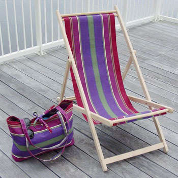 Plum-Striped Deck Chair