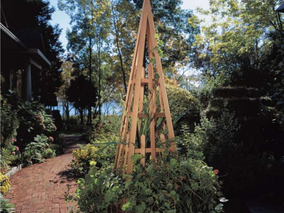 Rustic Natural Cedar Pyramid Trellis, Cedar Garden Trellis