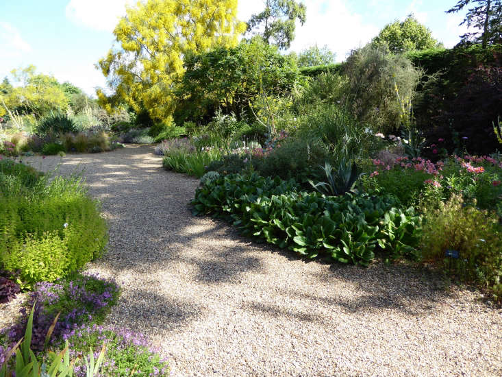 Gravel is a great non-flammable mulching material in very dry regions. Here, it&#8\2\17;s used in Beth Chatto&#8\2\17;s garden to both line the paths and mulch the plants. A few inches of the stuff helps suppress weeds and trap moisture. Photograph by Clare Coulson, from Expert Advice: \1\1 Tips for Gravel Garden Design.
