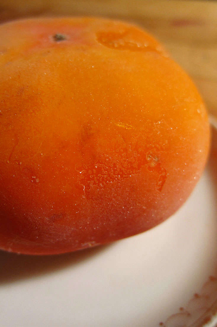 I like to freeze very ripe and soft persimmons before cutting the fruit in half and scooping out the instant sorbet inside. It&#8\2\17;s a nice and simple (and quick!) dinner party dessert trick.