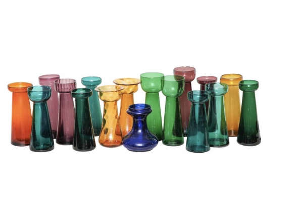 English Colored Glass Bulb Vases