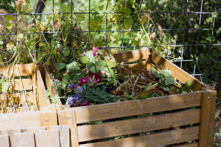 A compost pile in Healdsburg, California. Photograph by Mimi Giboin for Gardenista. See more of this garden in Poppies in Paradise: A Garden Visit in Healdsburg, California.