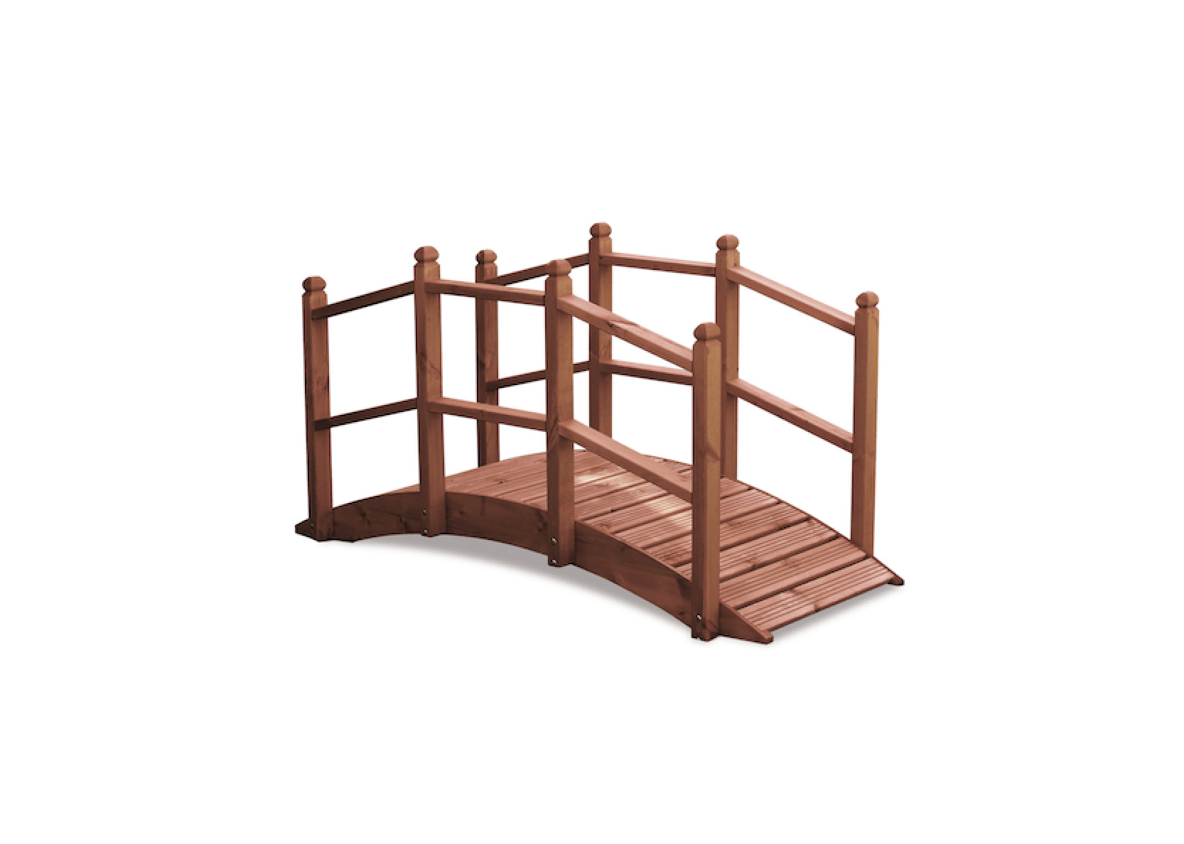 Arch Walkway Wooden Bridge with Safety Rails Stained Finished VINGLI 7.5 ft Garden Bridge Decorative Landscaping Footbridge for Koi Pond Dry Creek Bed Garden Pathway or Rustic Wedding Decor 