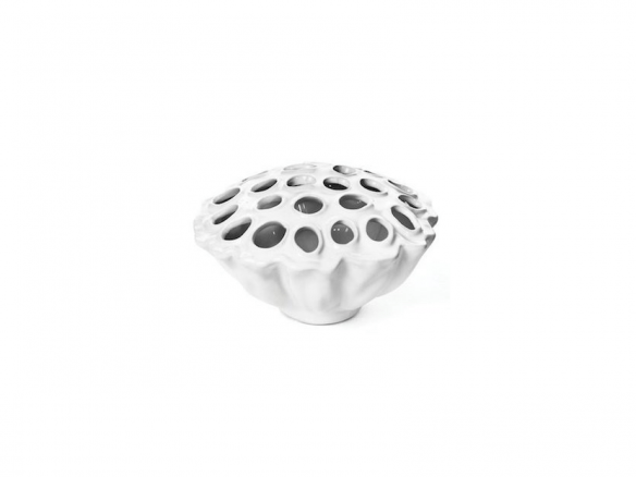 Skalny White Round Ceramic Flower Frog Vase