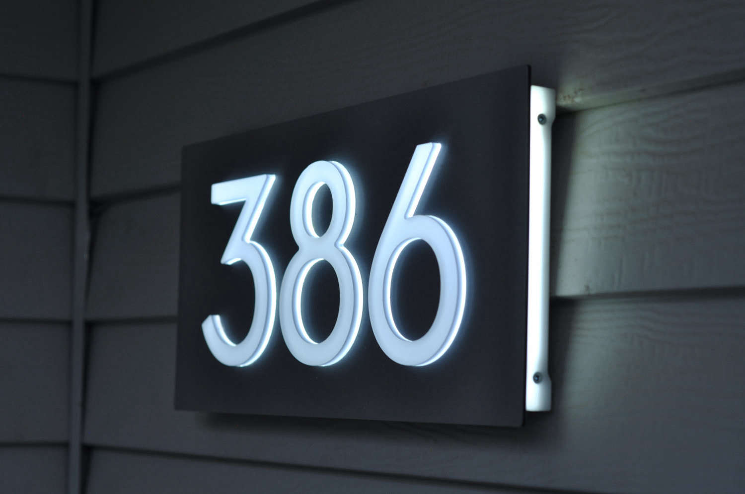 Modern House Numbers Concrete with Black Acrylic Vertical 