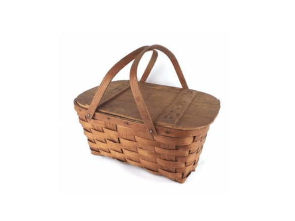 Antique Splint Wood Picnic Basket