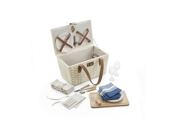 Outfitted Wooden Picnic Basket