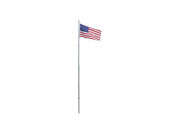 Super Tough Heavy Duty 20 Foot Residential Flagpole and US Made Valley Forge Nylon Flag