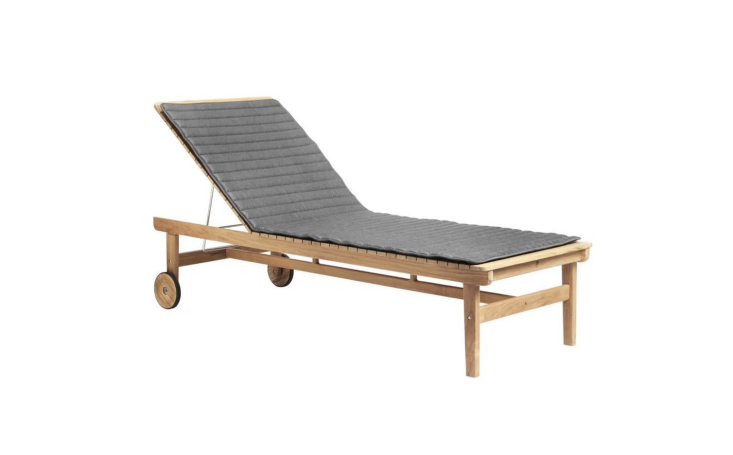 The M8 Sammen Sun Lounger by FDB Mobler is crafted from FSC-certified wood; the optional cushion is OKEO-TEX-certified; \$\1,708 at \2Modern (\$\1,359 without cushion).