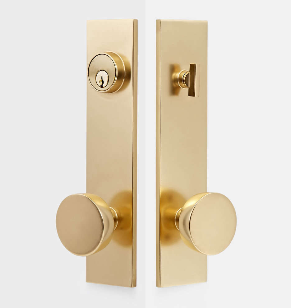 Tumalo Brass Knob Exterior Door Hardware Set